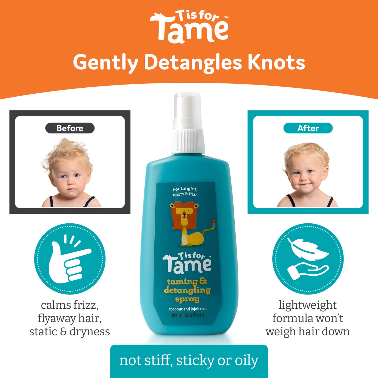 Hair Taming & Detangling Spray for Knots, Frizz and Tangles
