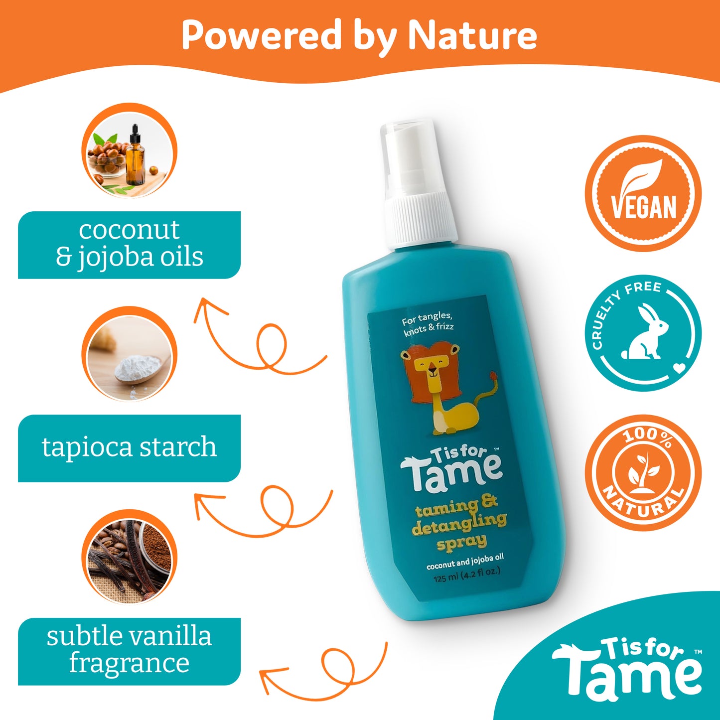Hair Taming & Detangling Spray for Knots, Frizz and Tangles