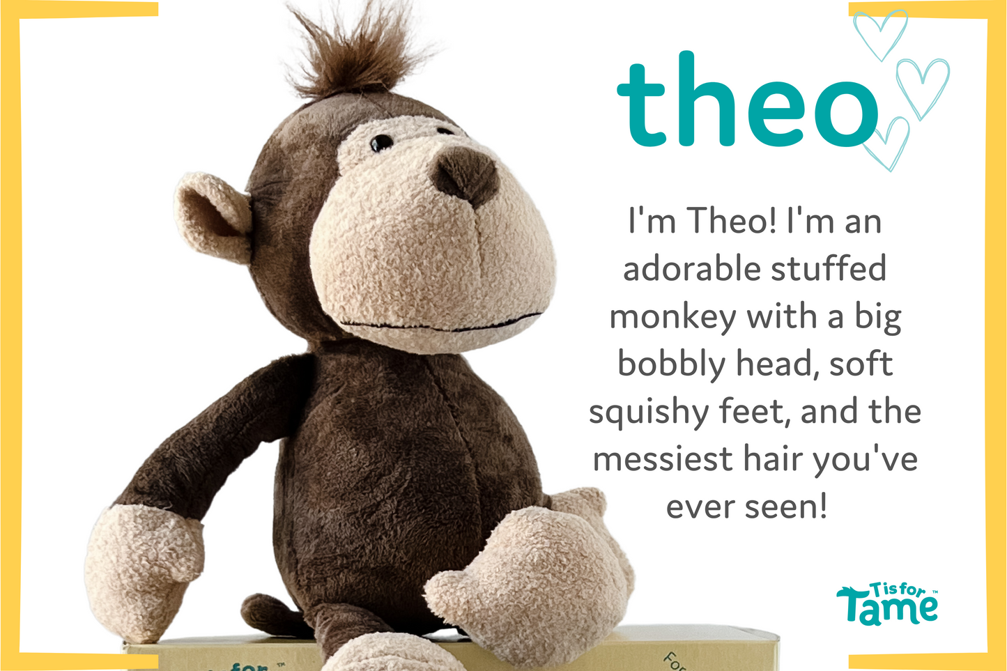 Description and image of the stuffed animal monkey