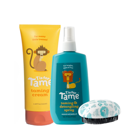 Hair Taming Starter Kit with Matte Cream, Detangling Spray & Detangling Brush
