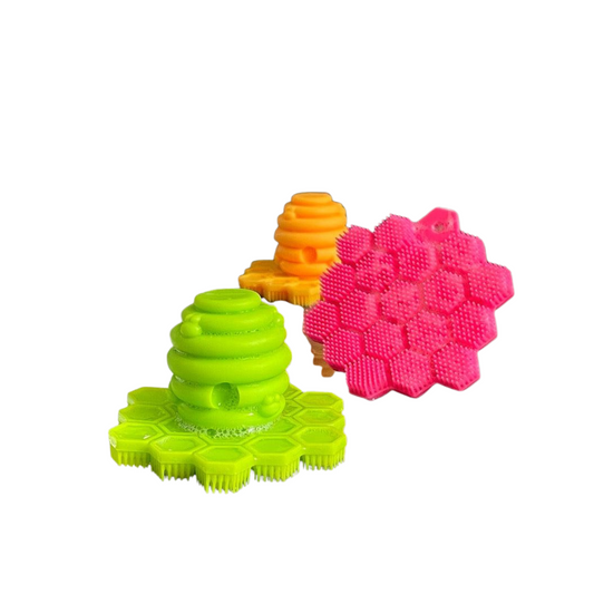 Silicone Bath ScruBEE for Baby's Delicate Skin, Scalp and Cradle Cap, 3ct