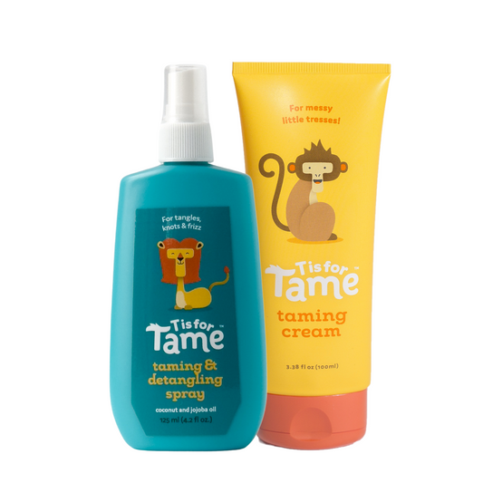 Hair Taming Cream & Detangling Spray Duo for Kids & Babies with Free Accessory Bag